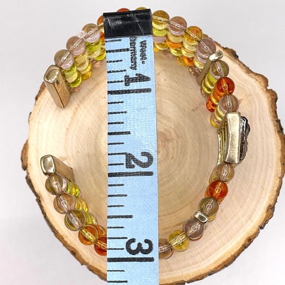 Monet Signed Multi Color Beaded Wire Cuff Bracelet Large - Picture 9 of 10